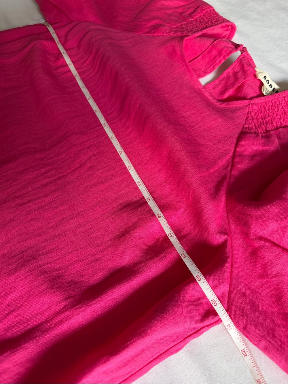 Boden 100% Linen Hot Pink Puff Short Sleeve Mini Dress 14 Long - Picture 15 of 17